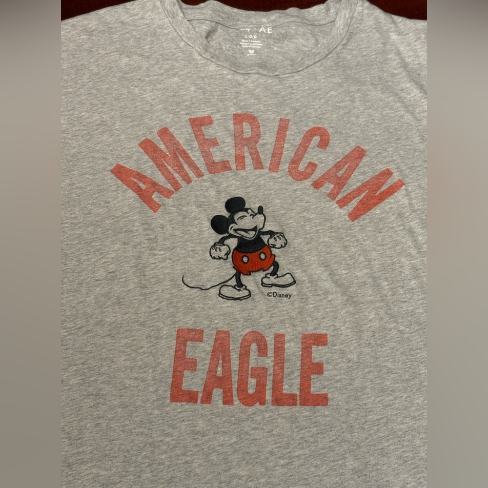 Disney x AE Mickey Mouse Oversized Men's L Embroidered Short Sleeve Tee Shirt - Picture 2 of 10